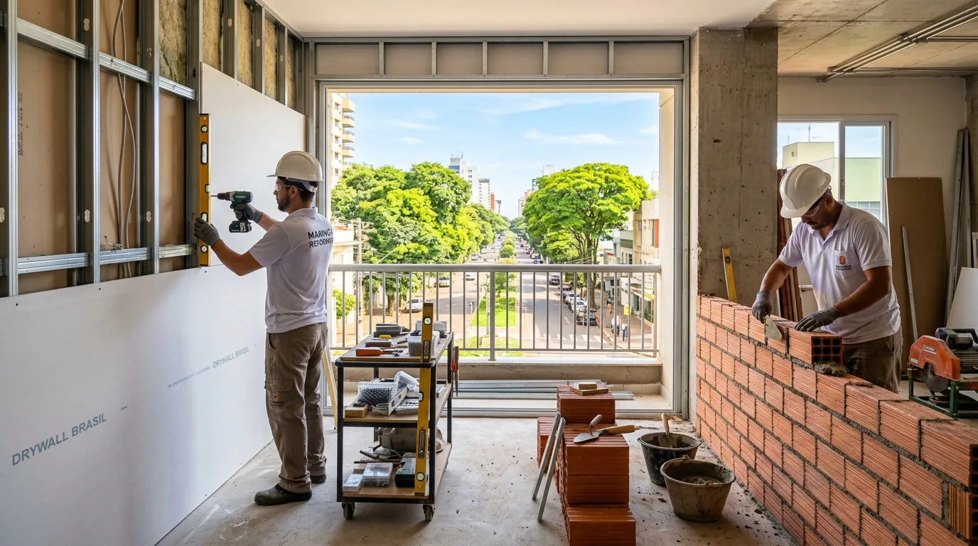 Drywall ou alvenaria? Comparativo de custo, prazo e conforto (2026)